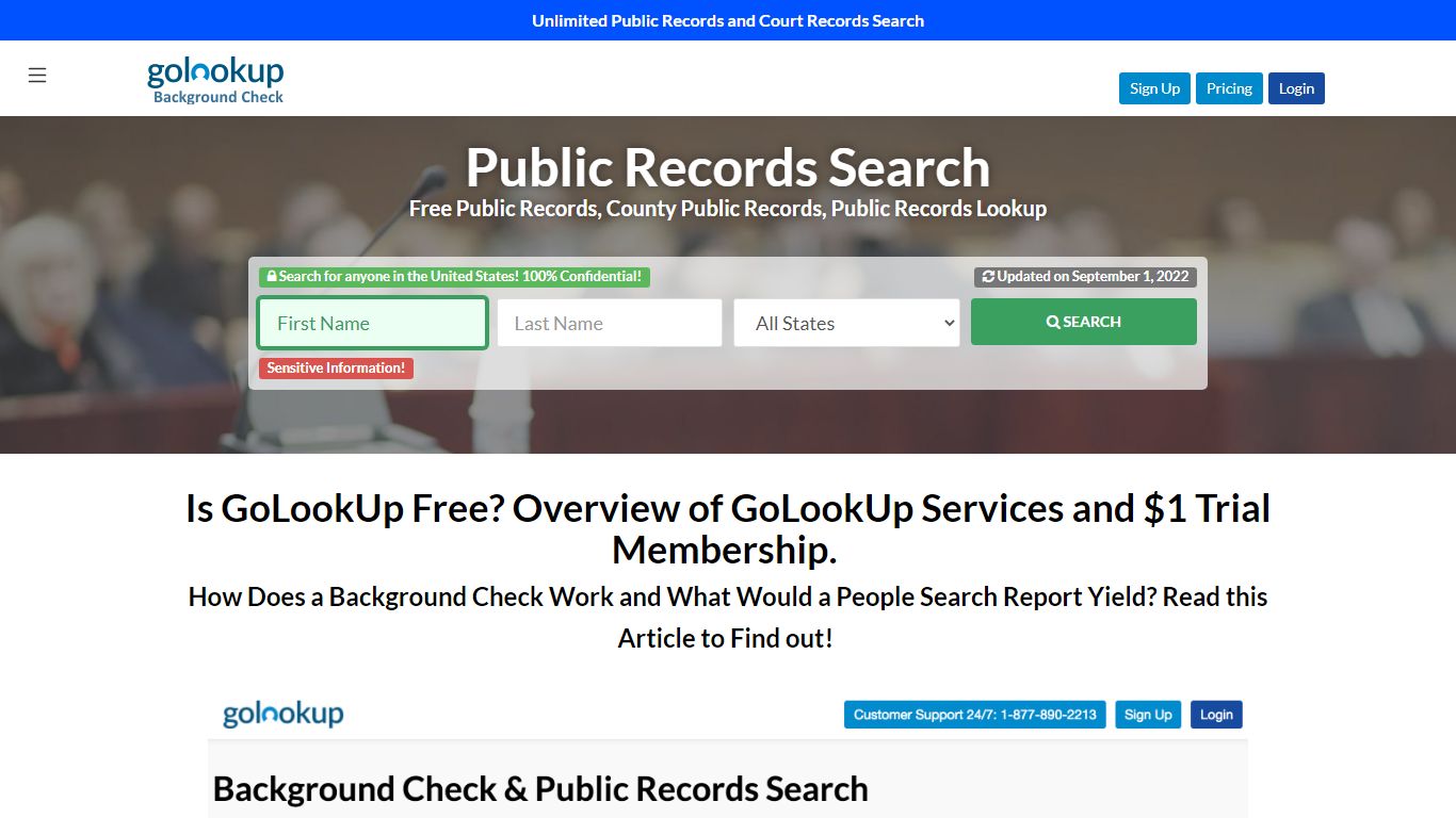 GoLookup $1 Trial Membership, Free Trial Background Check